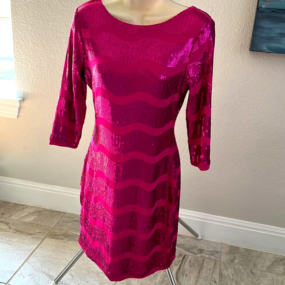 Hot pink sequins mini dress